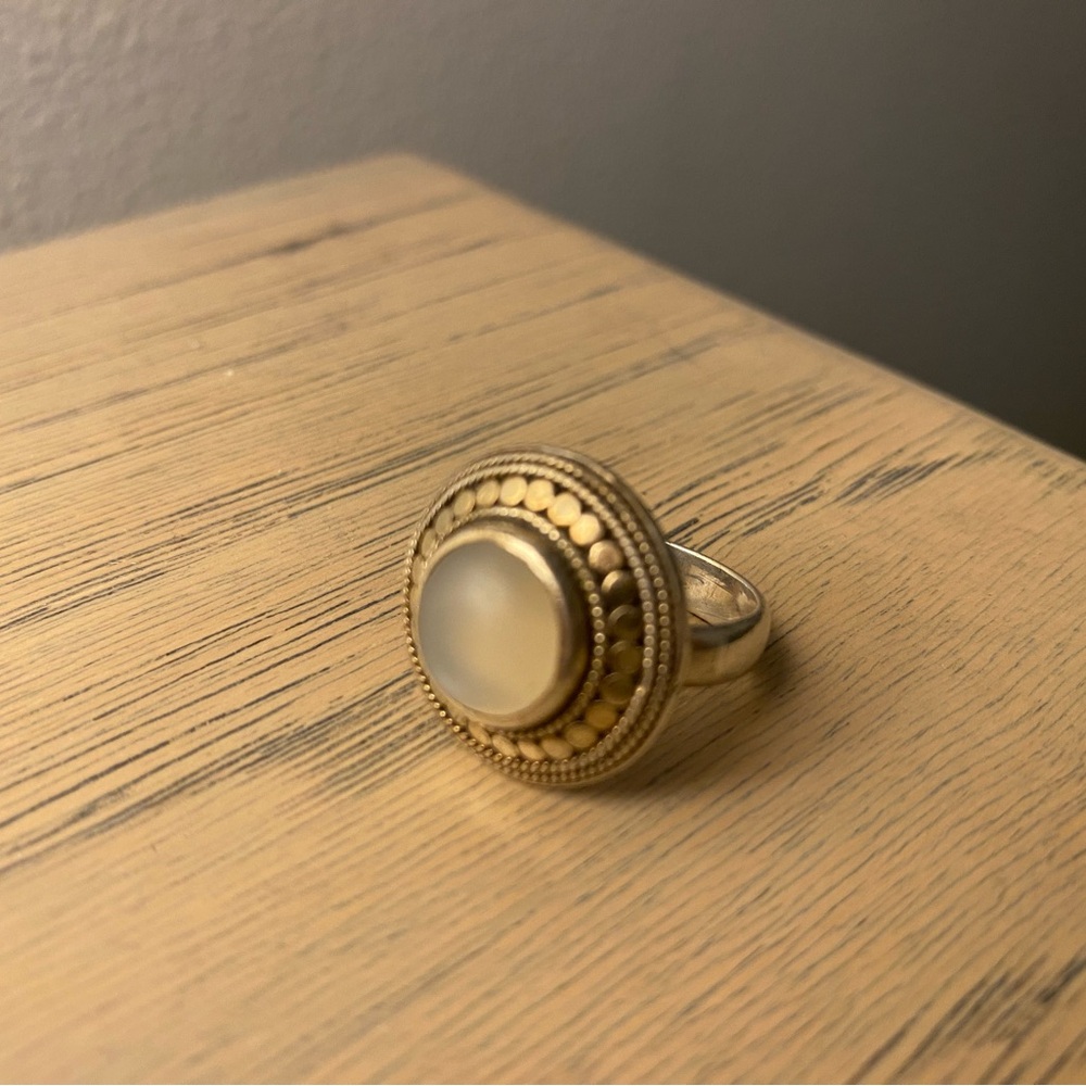 ANNA BECK Real Moonstone Gold and 925 Silver Women's Cocktail Ring, sz 6